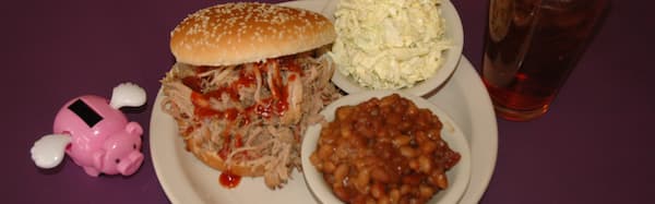 Pulled pork sandwich with sides